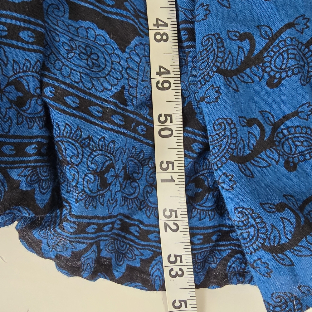 Free People In Search of Paradise A Line Printed Skirt Midi Dress L Blue/Black - Picture 15 of 15